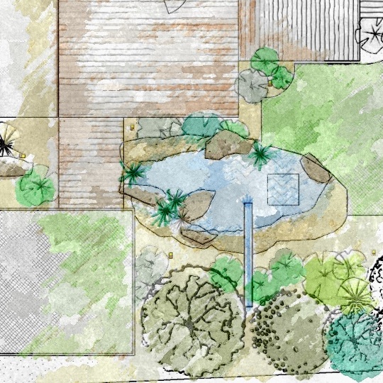 Drifts or loose matrixes of plants through gravel
