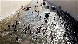 A burst watermain in Iraq